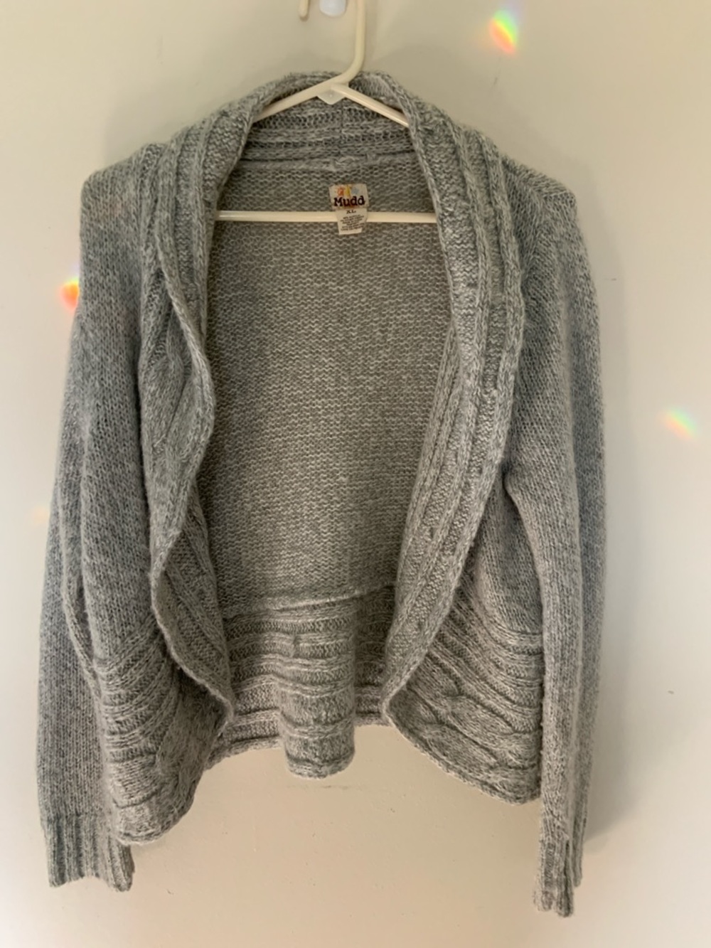 Mudd Gray Open-Front Shawl Collar Cardigan